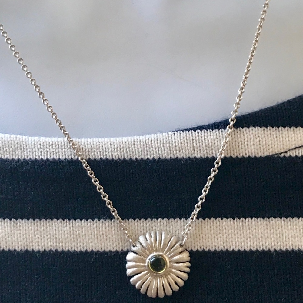 August Birthstone Necklace - silver and peridot